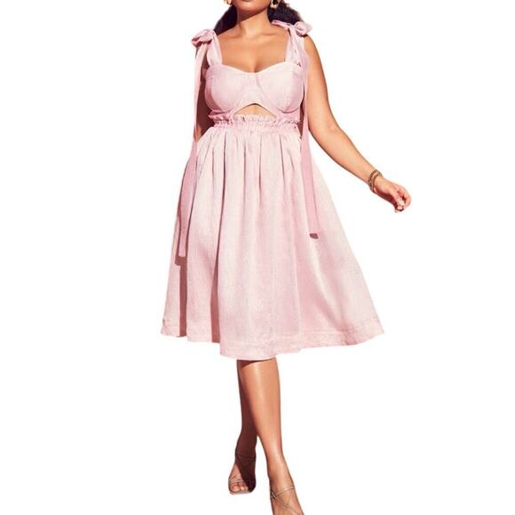 ELOQUII Dresses & Skirts - Melissa Mercedes × ELOQUII Fit And Flare DramatIC Bow Dress Pink Plus Sz. 24 NWT